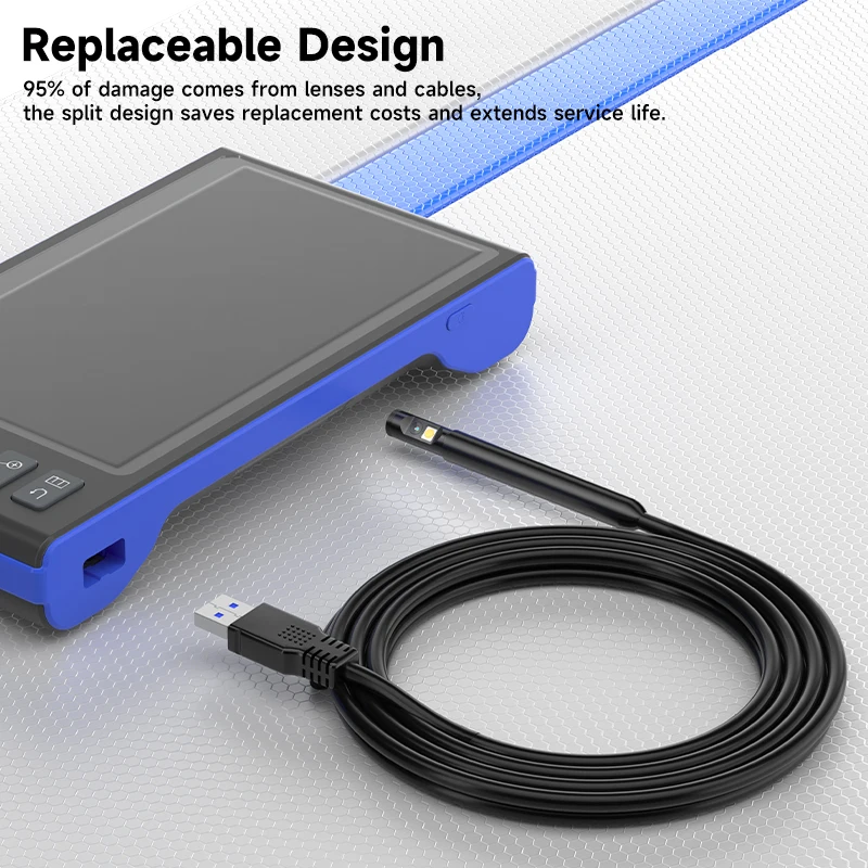 7'' IPS Screen 360 Degree Auto Rotate Endoscope 9.5MM HD1080P Dual Triple Lens Car Inspection Borescope Camera With 32GB TF Card