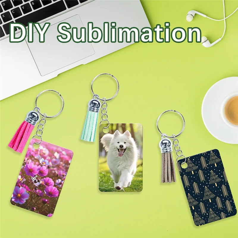 J1UL1N 160 Pcs Metal Sublimation Keychain Blanks Bulk Set With Rectangle Sublimation Blanks Tassels Keychai For DIY
