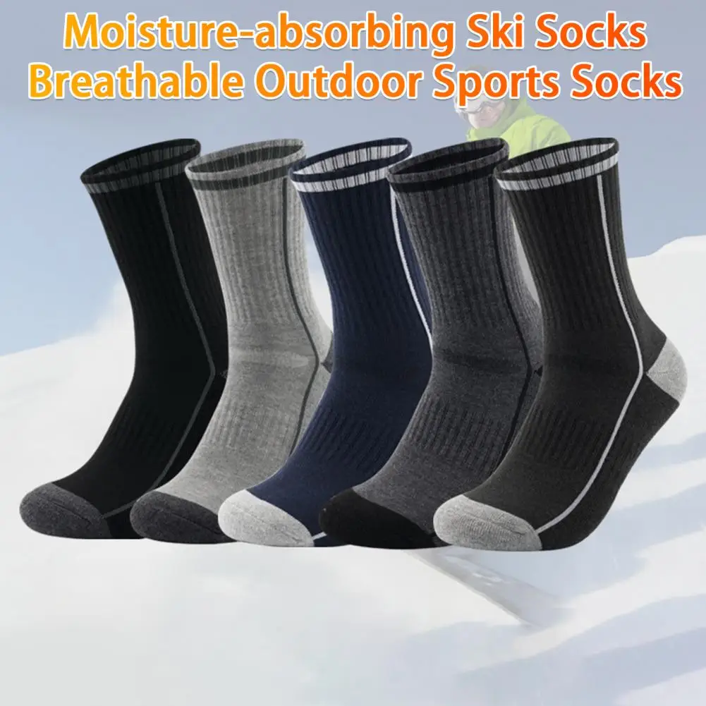 1 Pair Thermal Ski Socks Cotton Winter Women Men Extra Warm Insulated Boot Socks Moisture-Wicking Mid-tube Socks