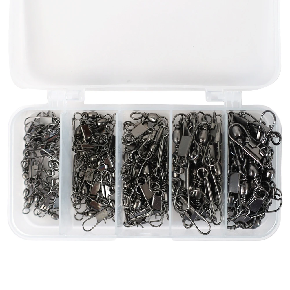 

200/100/50PCS Fishing Swivel Snap Ball Bearing Snap Swivels Interlock Snaps Line Connector Fishing Tools Accessories