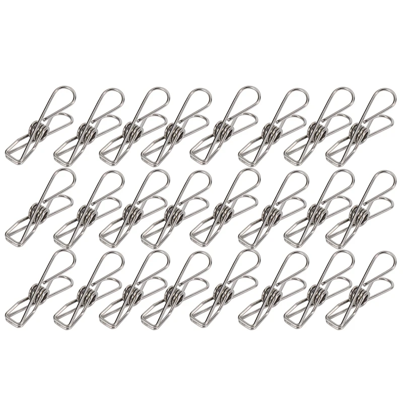 LICG 24 Pcs Stainless Steel Wire Clip, Multi-Function Clip, Utility Clip Pins Hanging Clip Office Fastener, Metal Wire Clip For