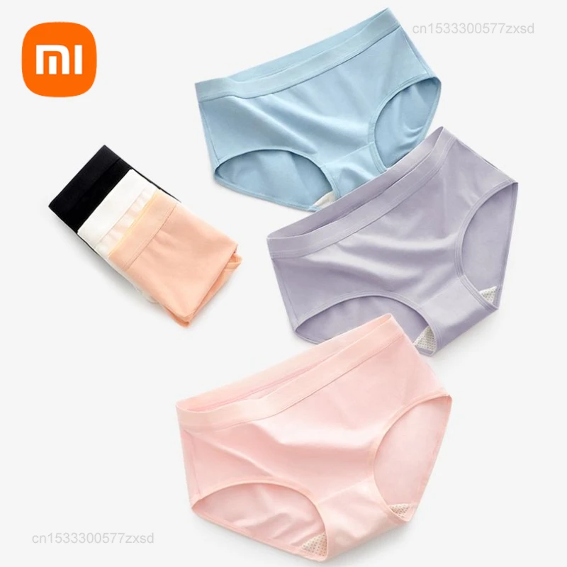 Xiaomi 4Pcs/Set Women Pure Cotton Panties Antibacterial Comfortable Underwear High-quality Mid-waist Breathable Cozy Underpants