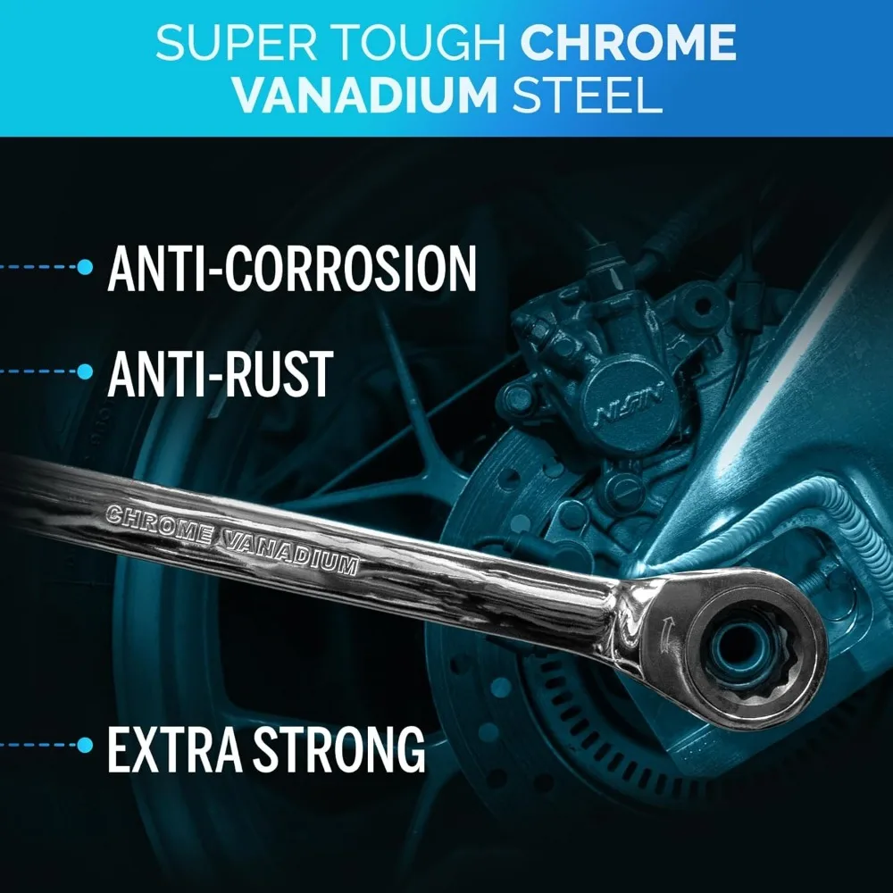 Komplettes Ratschenschlüssel-Set, 33-teilig – metrisch und standardmäßig – Ringel-Ratschenschlüssel-Set