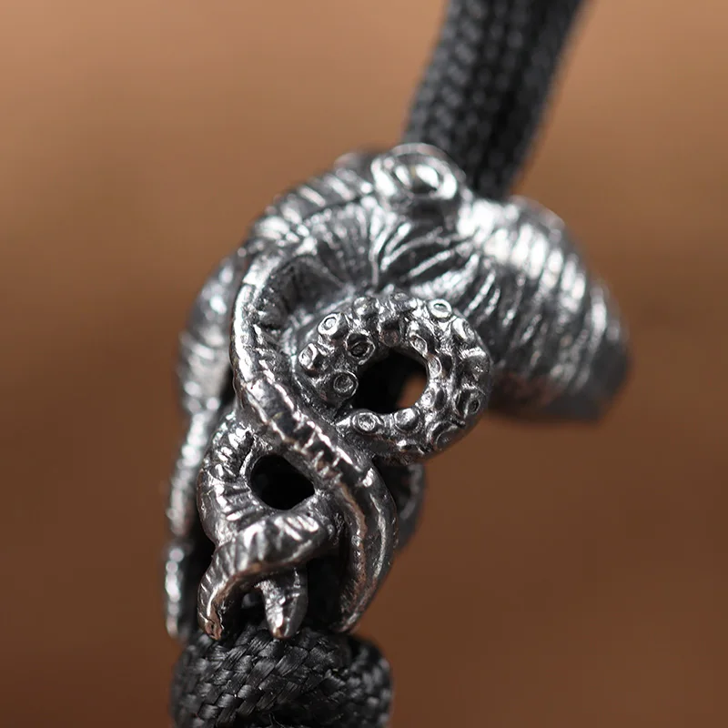Marine Animals Deep Sea Octopus Brass Knife Bead Umbrella Rope Pendant DIY Paracord Bracelets Accessories Keychain Hangings Gift