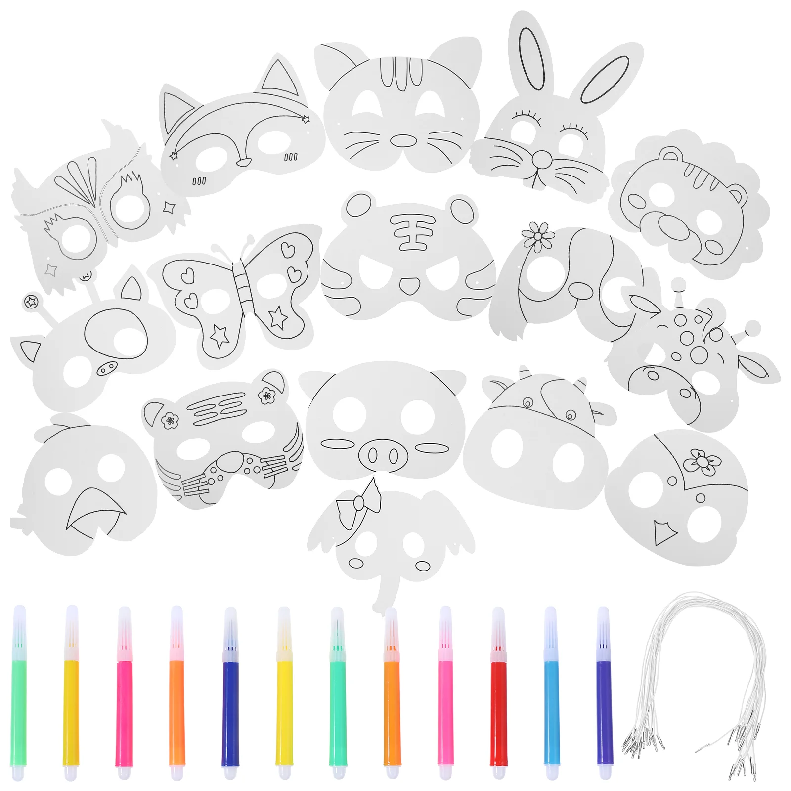 

16 Pcs Animal Mask Paper Party Decor Masquerade Masks Blank Handmade for Cosplay Base Halloween