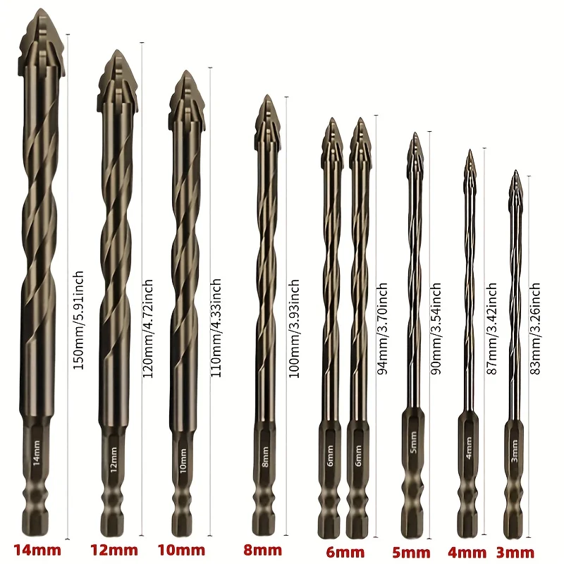 Набор из 9 зубчатых эксцентриковых сверл с канавкой, сухое сверление бетона, плитки, керамики, дерева и кладки, многоцелевой комплект кольцевых пил