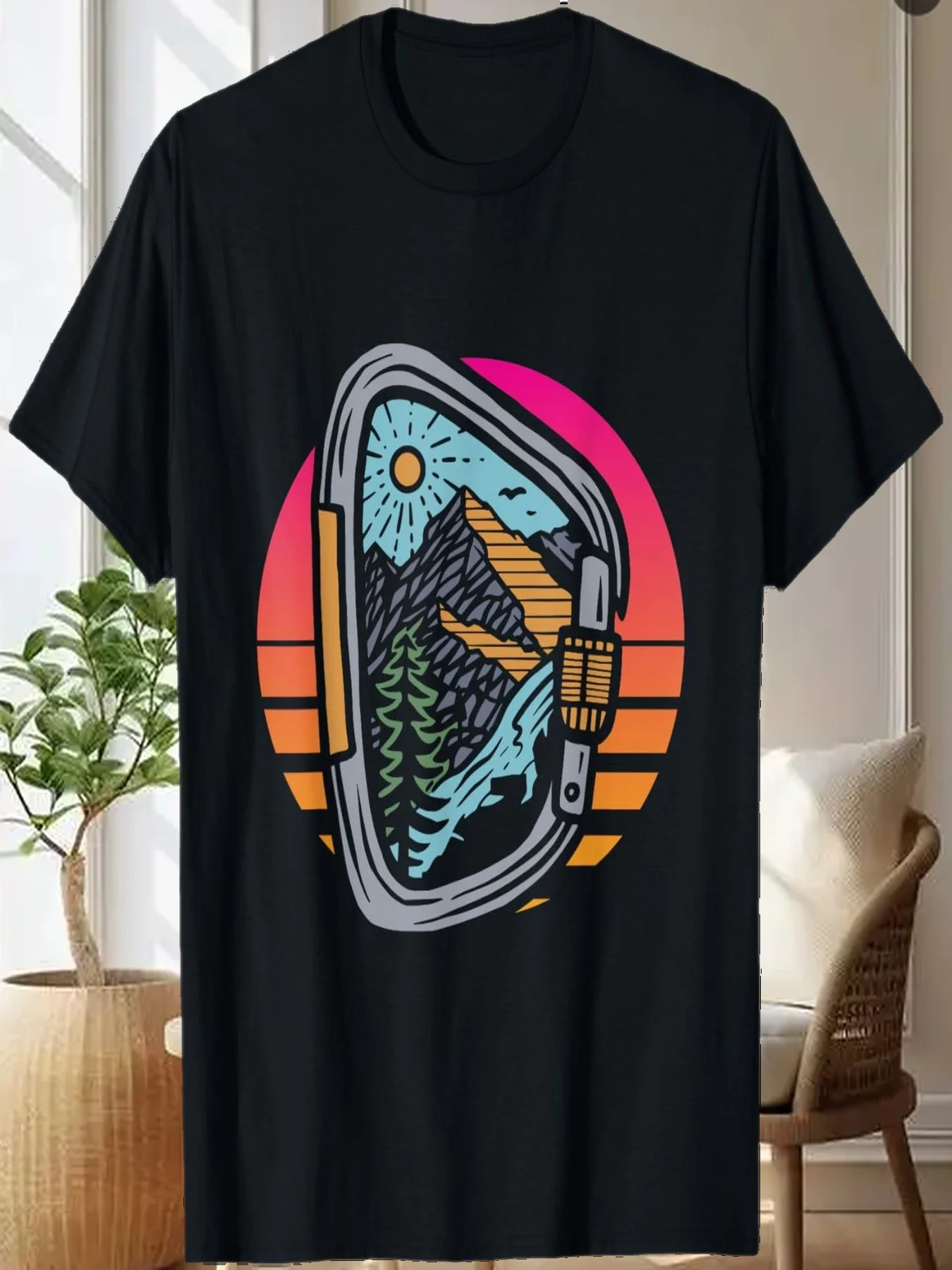 

Футболка с карабином и природой для боулдеринга, скалолазания, боулдеринга, скалолазания