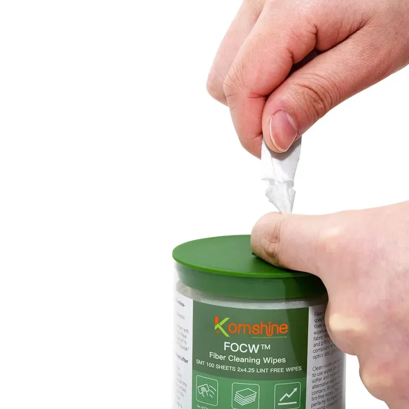Komshine FOCW Dust-Free 100-Shot Non-Woven Fiber Optic Cleaning Wiping Paper Bare Instrument for FTTX Use Machine Product