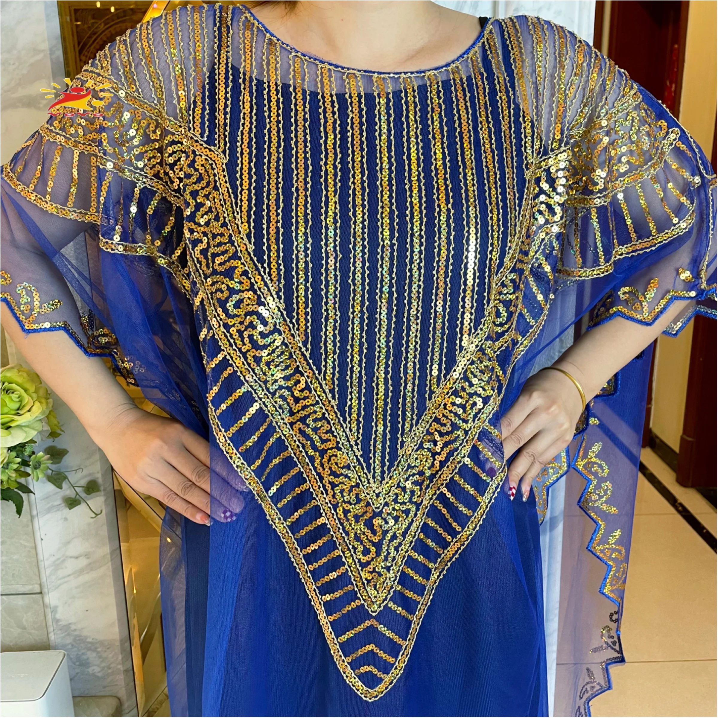 Sequins Evening Party Dress Summer 2022New African Women\'s Fashion Gown Chiffon Batwing Sleeve  Versatile Dress With Free Size