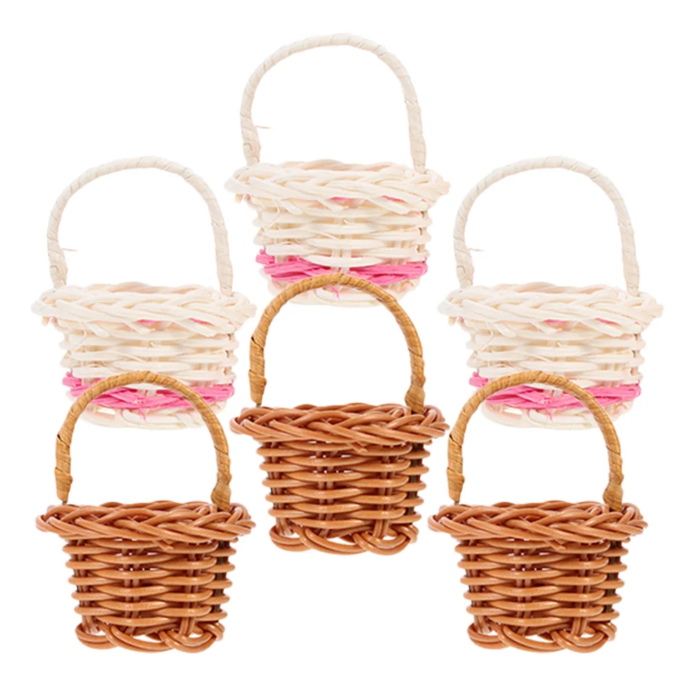 Mini cestini da 8 pezzi in materiale naturale per bambini, mini cestino portaoggetti con manico, decorazione per foto, oggetti di scena, organizer per piccoli oggetti