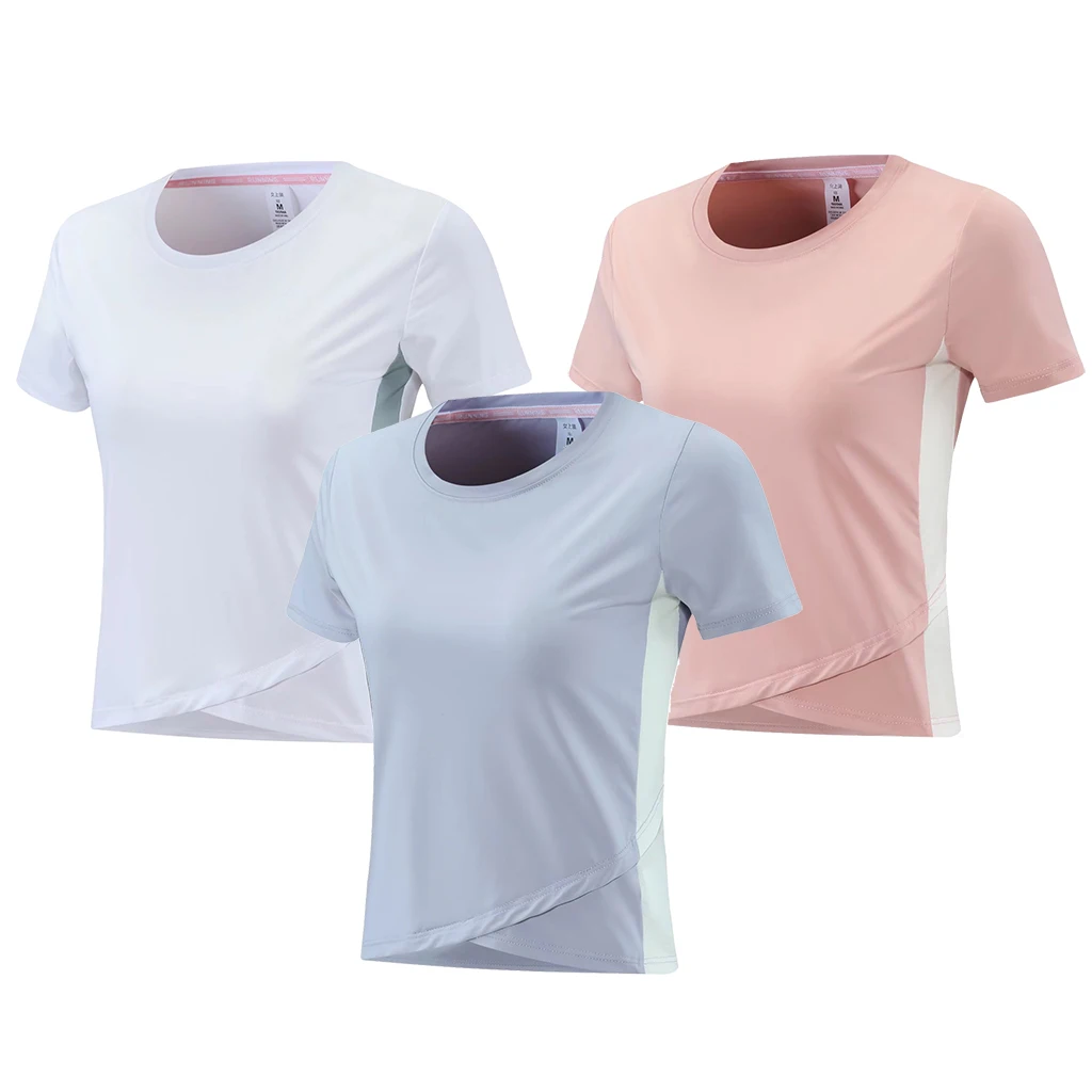 

Women Quick Dry Short Sleeve Sports Running T Shirt Breathable Slim Tops Yoga T-shirts Tees Fitness Gym Workout Shirts