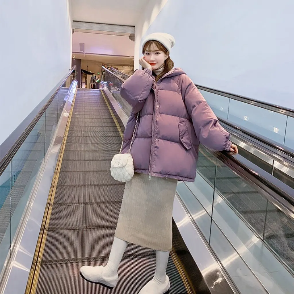

Women's Trendy Short Thick Cotton-Padded Jacket Korean Style Loose Puffer Winter Coat for Students