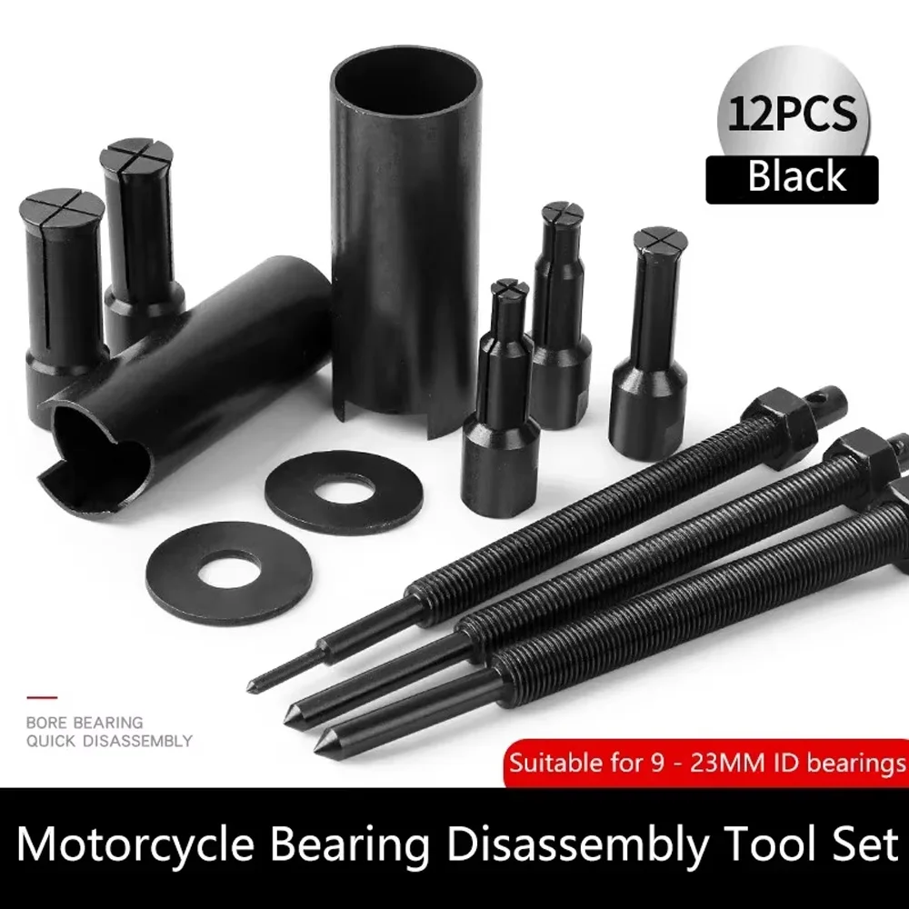 

12pcs Motorcycle Inner Bearing Puller Set Carbon Steel Motorcycle Bearing Removal Tool Upgrades for Easy Maintenances