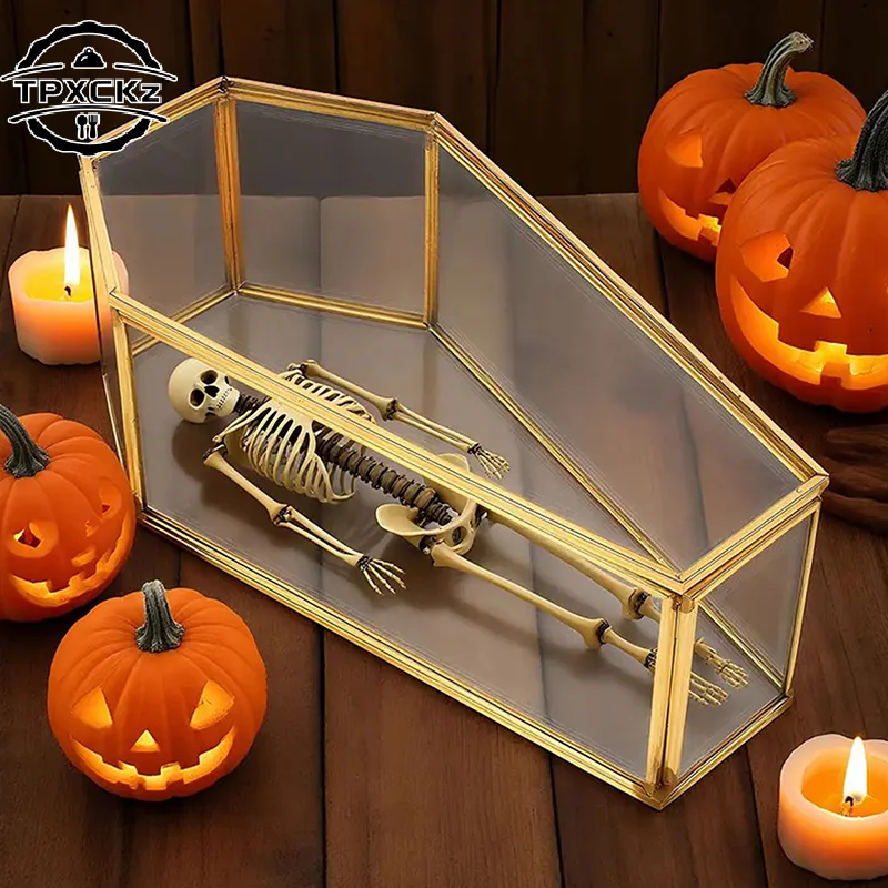 

Готическая стеклянная шкатулка для ювелирных изделий в виде гроба, винтажная витрина для хранения на Хэллоуин, коробка для подарков с откидной крышкой, многофункциональный поднос для конфет