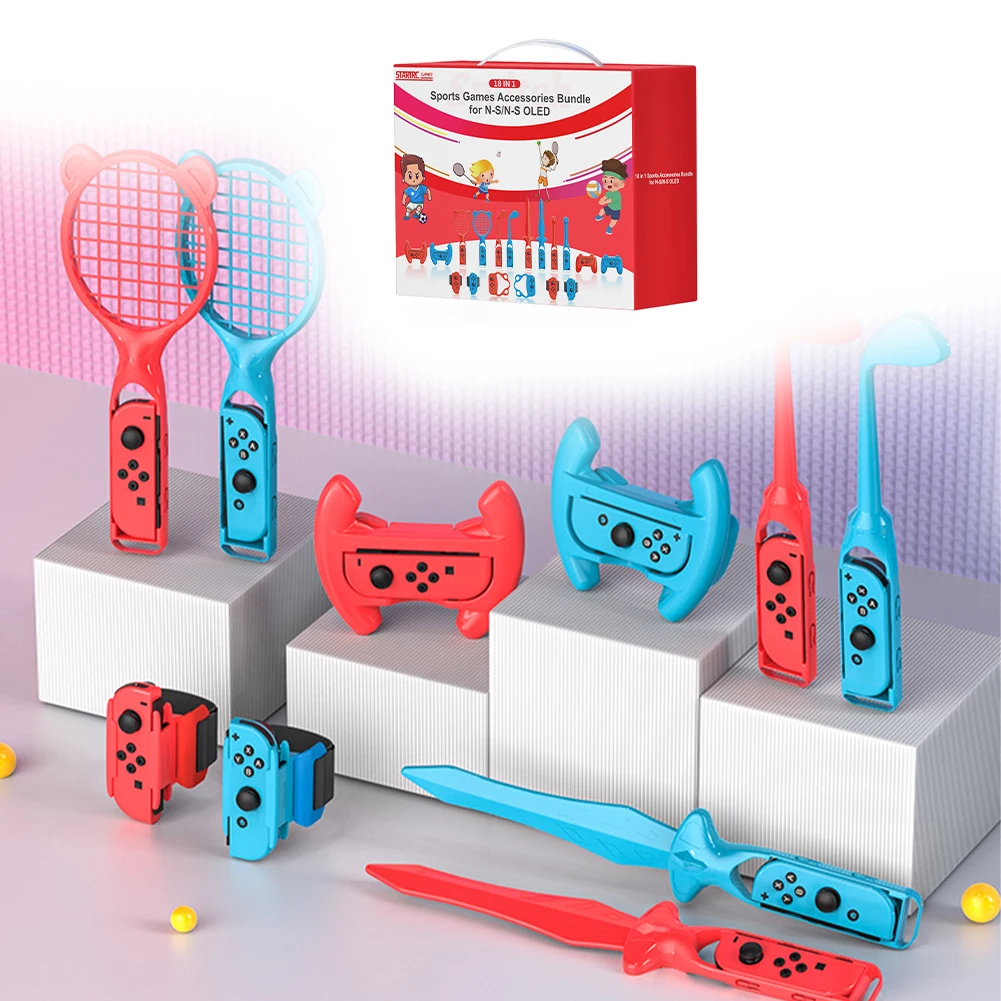 

Аксессуары для переключателей, клюшки для гольфа, теннисные ракетки, ручки для мечей, барабанные палочки, ручки для боулинга, ремешок на запястье и ногу для контроллеров Joycon