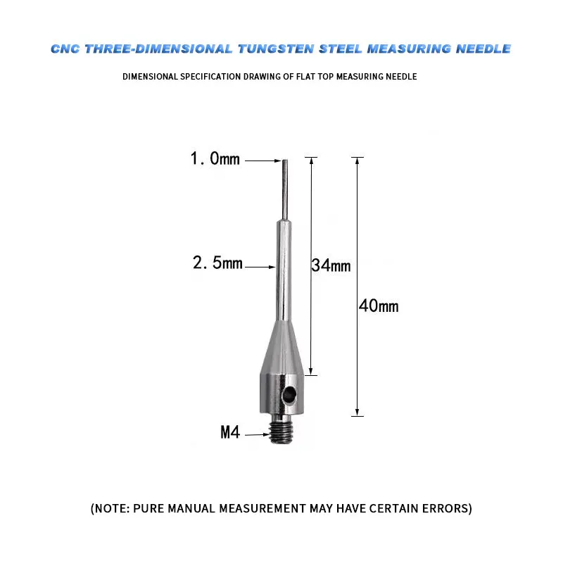 Three coordinate measuring needle Renishao probe CNC probe M4 threaded tungsten steel flat top needle