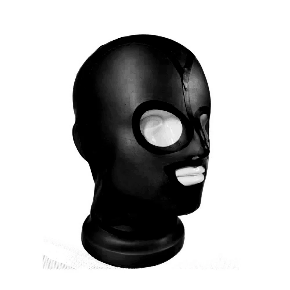 

Латексная резиновая маска Gummi Black Hood Maske вечерние глаза и рот open Halloween Mask