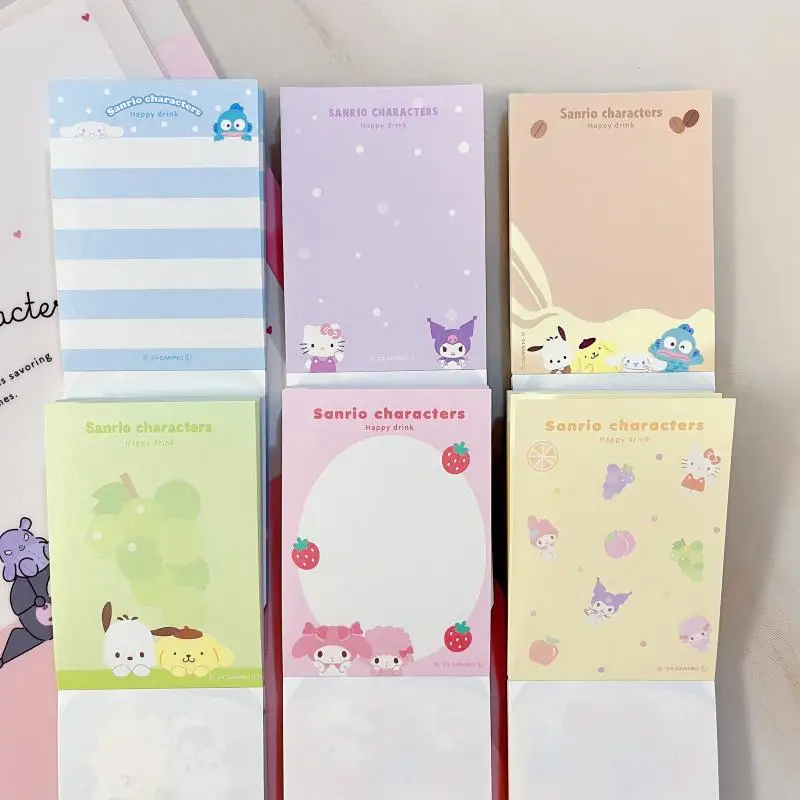 70 Sheets Japan Sanrio Drink Series Limited Mini Note Book Kuromi Melody Kitty Pompom Purin Hangyodon Study Stationery Note Book