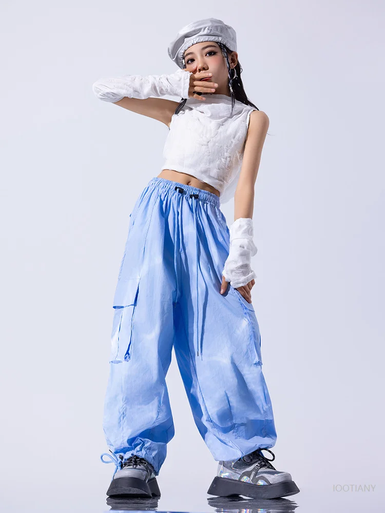 Girls Hip Hop Gradient Butterfly Short Top Hoodie Overalls Children's Street Dance Costume Set Children's Jazz Dance Costume