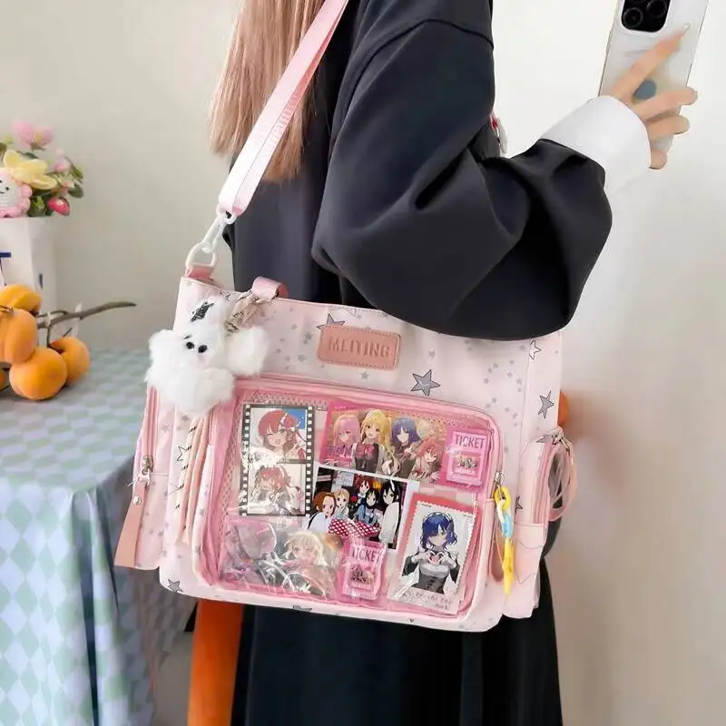 Neue Y2K Niedliche Stern-Comic Ita-Tasche Damen Mode Schultertaschen Lolita Mädchen Transparente Tragetasche DIY Display Umhängetasche Handtasche – Detail 10