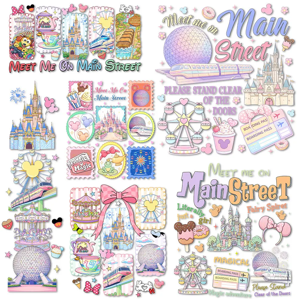 Férias em Família Encontre-me na Main Street Adesivos Termocolantes para Camisetas DIY