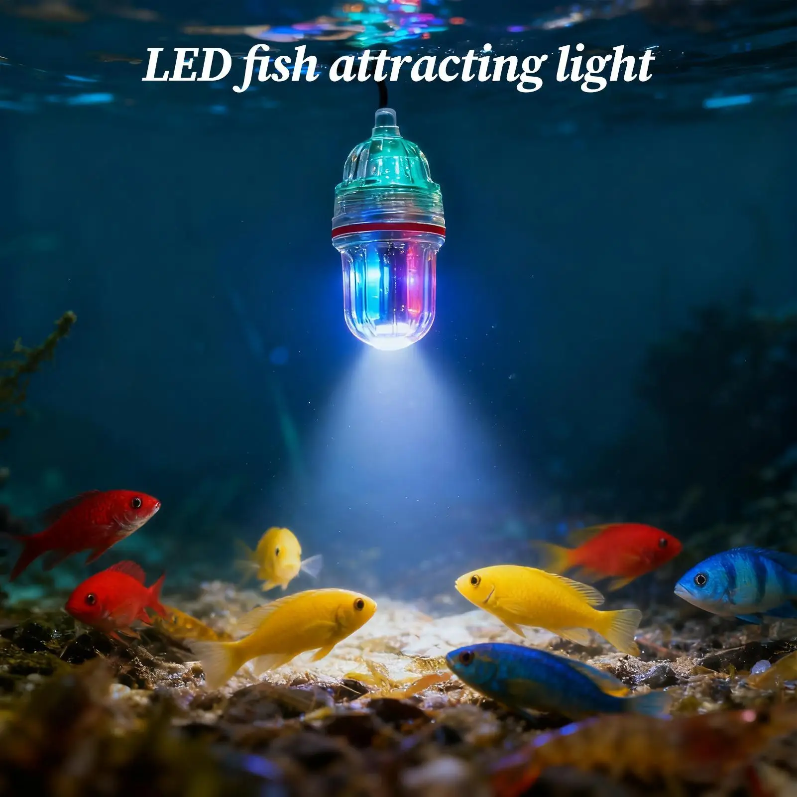 Underwater Fishing Light Bright Waterproof Rotating Multi-color Fish Accessories LED Submersible Lights For Dark Dock Pond Pier