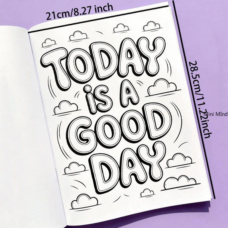An Adult Emotional Relief Anxiety Healing Hand Drawn Graffiti Book, An Inspirational English Slogan Meditation, 28 Pages