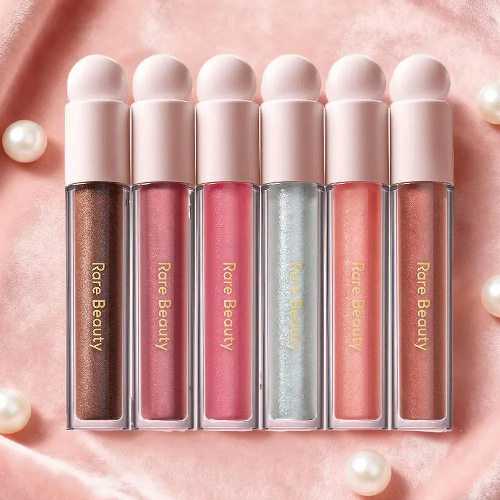 Lucidalabbra a specchio con glitter fini di bellezza rara con olio e lucentezza glitter Lucidalabbra duraturo Polvere fissante impermeabile con lucentezza naturale