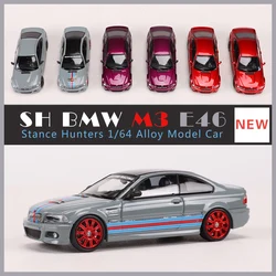 Stance Hunters 1:64 E46 M3 modelo de coche de aleación, rojo/plata/Negro, juguetes para niños, regalos de Hobby, colección de exhibición de adornos