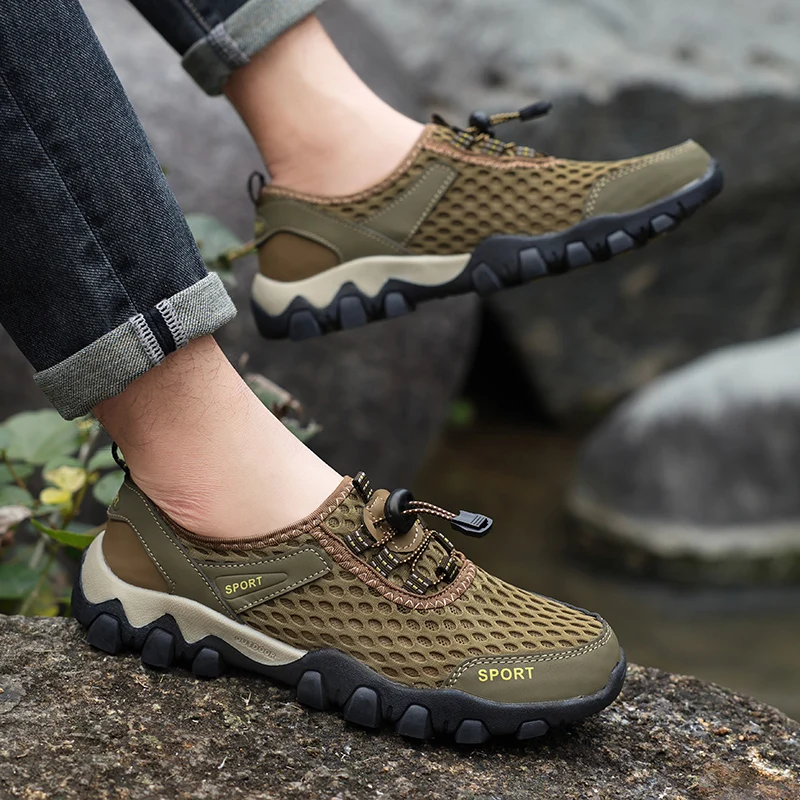Outdoor Hiking Shoes for Men, Breathable Mesh Sports Shoes, Quick-Dry Water Shoes, Lightweight Trekking Shoes, Wear-Resistant Non-Slip River Tracing Shoes, Stylish Hollow-Out Casual Large Size Shoes 3 image 5