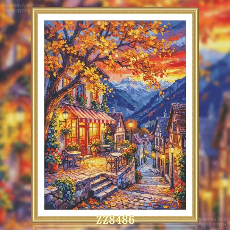 

ZZ8486 - Осенний город в сумерках, набор для вышивания крестиком с нанесенным рисунком 14CT 16CT 18CT, 122 цвета