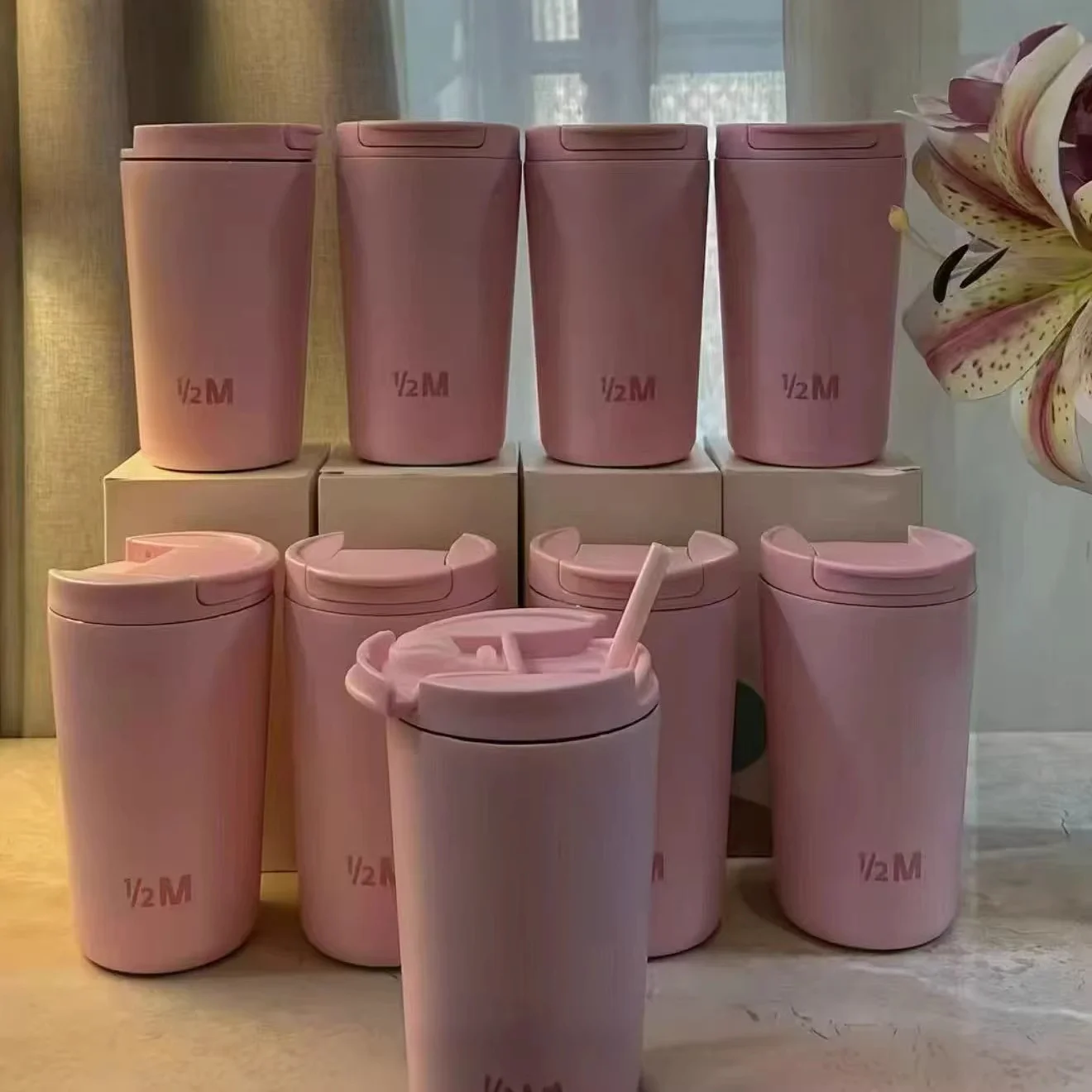 Custom Logo Picture 1/2 M 12oz Thermal Mug Saudi Half M Stainless Steel Insulated Coffee Cup Vacuum Thermos Travel Mug