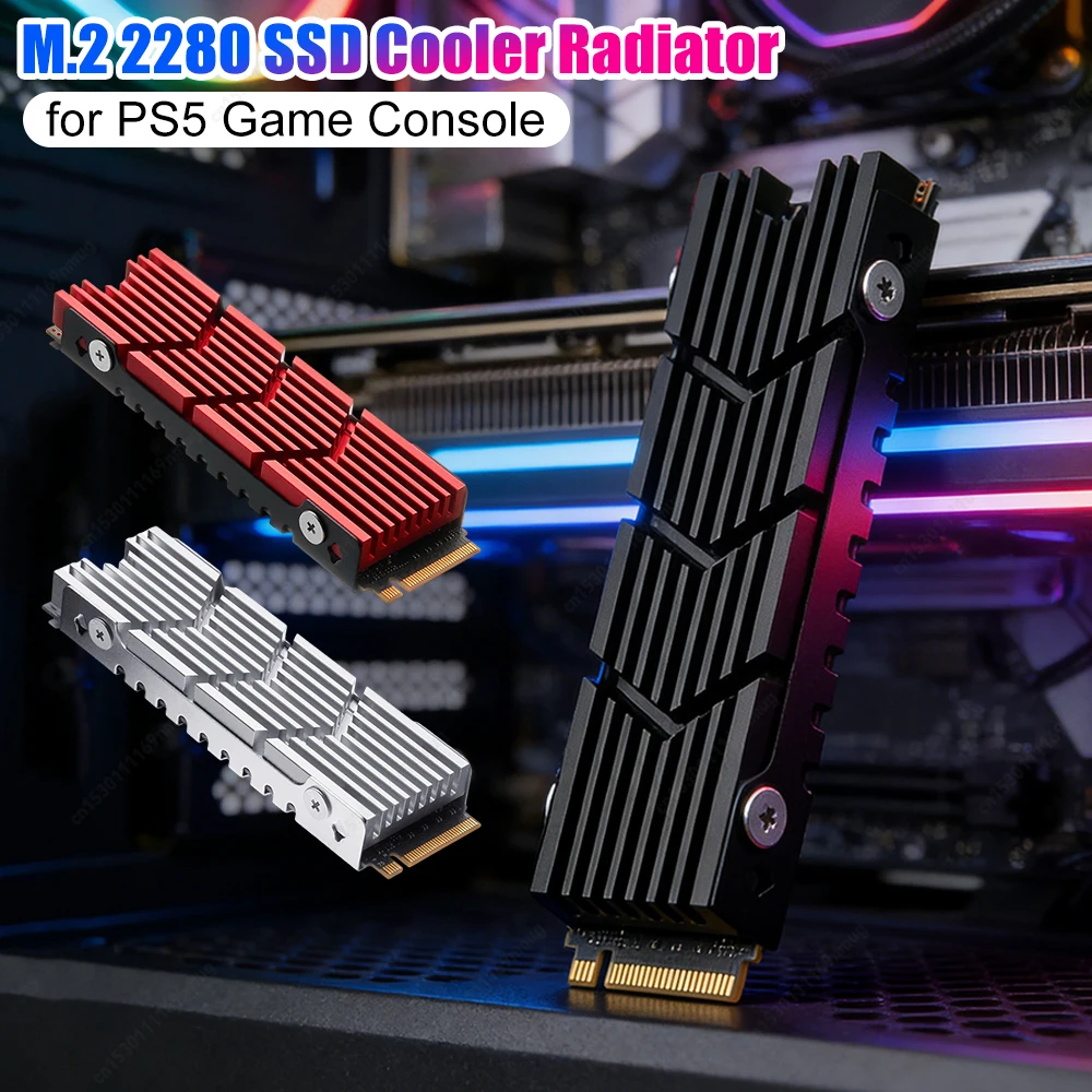

M.2 2280 SSD Heatsink NVME NGFF Solid State Hard Disk Cooler Aluminum Alloy with Thermal Silicone Pad for PS5 Game Console