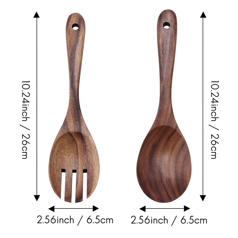 ABXF-خواتم سلطة السنط الخشبية لأواني الطبخ غير اللاصقة للمطبخ، خادم صنع سلطة الخبز الخشبي، قطعتان