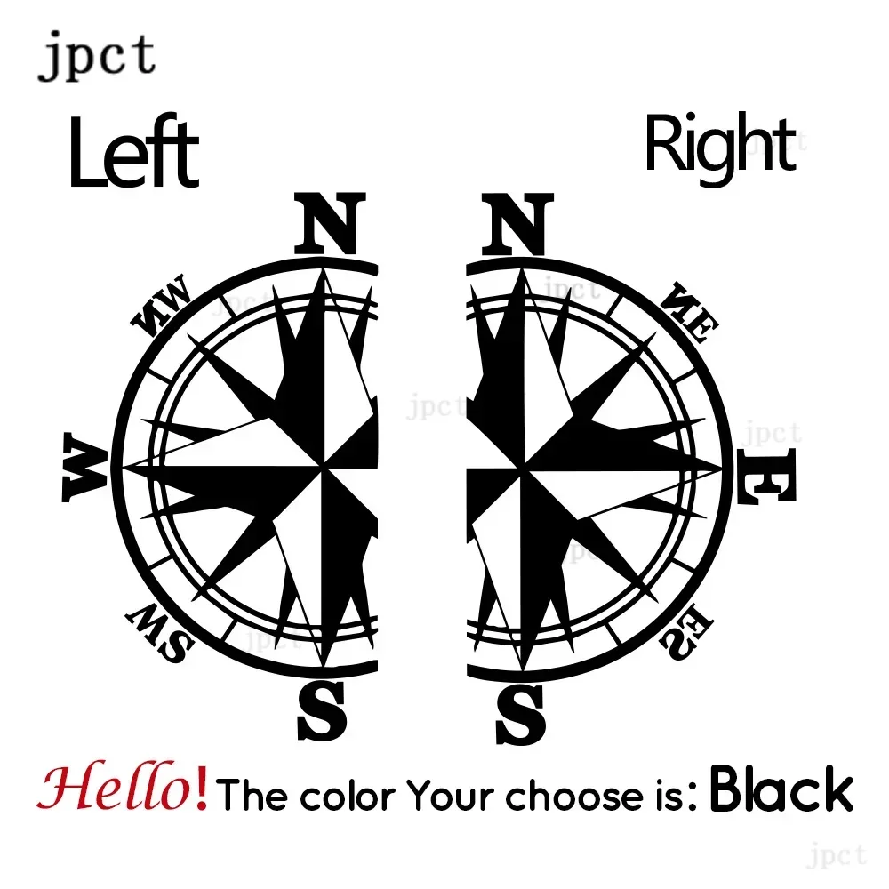 CTCM self adhesive detachable giant compass cover, trunk sticker, a pair of PVC waterproof car stickers