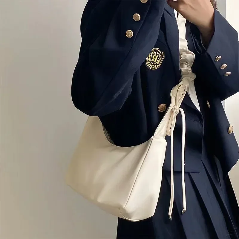 Xiuya-Bolsa tiracolo simples de couro PU, bolsa de ombro casual, monocromática, estilo Harajuku, bolsa estilista de luxo, nova moda