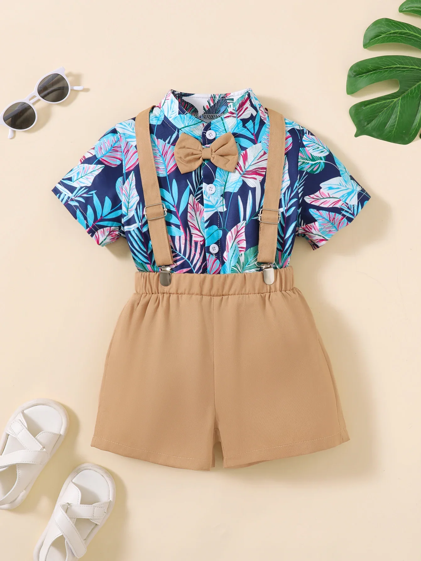 verao-0-3-anos-de-idade-legal-meninos-estilo-havaiano-manga-curta-gola-laco-e-alca-shorts-casual-conjunto-de-2-pecas