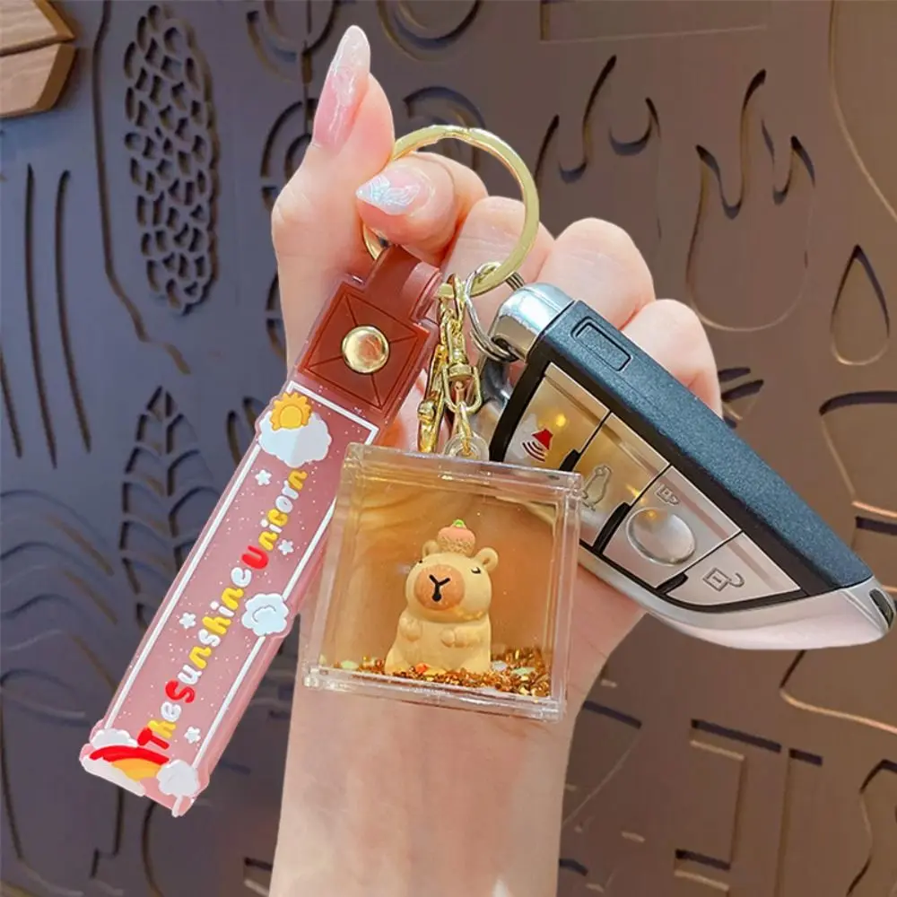Подвеска с капибарой, брелок с капибарой, маленькие подарки, милый мультяшный кулон в виде бутылки зыбучих песков, украшение для сумки