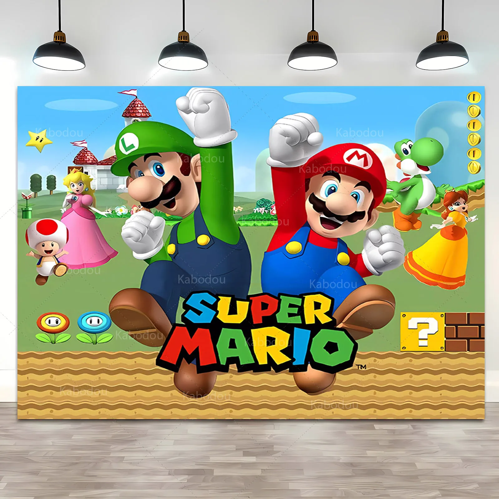 Super Marios Bros Backdrop Decor Boy Birthday Party Photography Background Event Wall Baby Shower Banner Poster Photo Studio