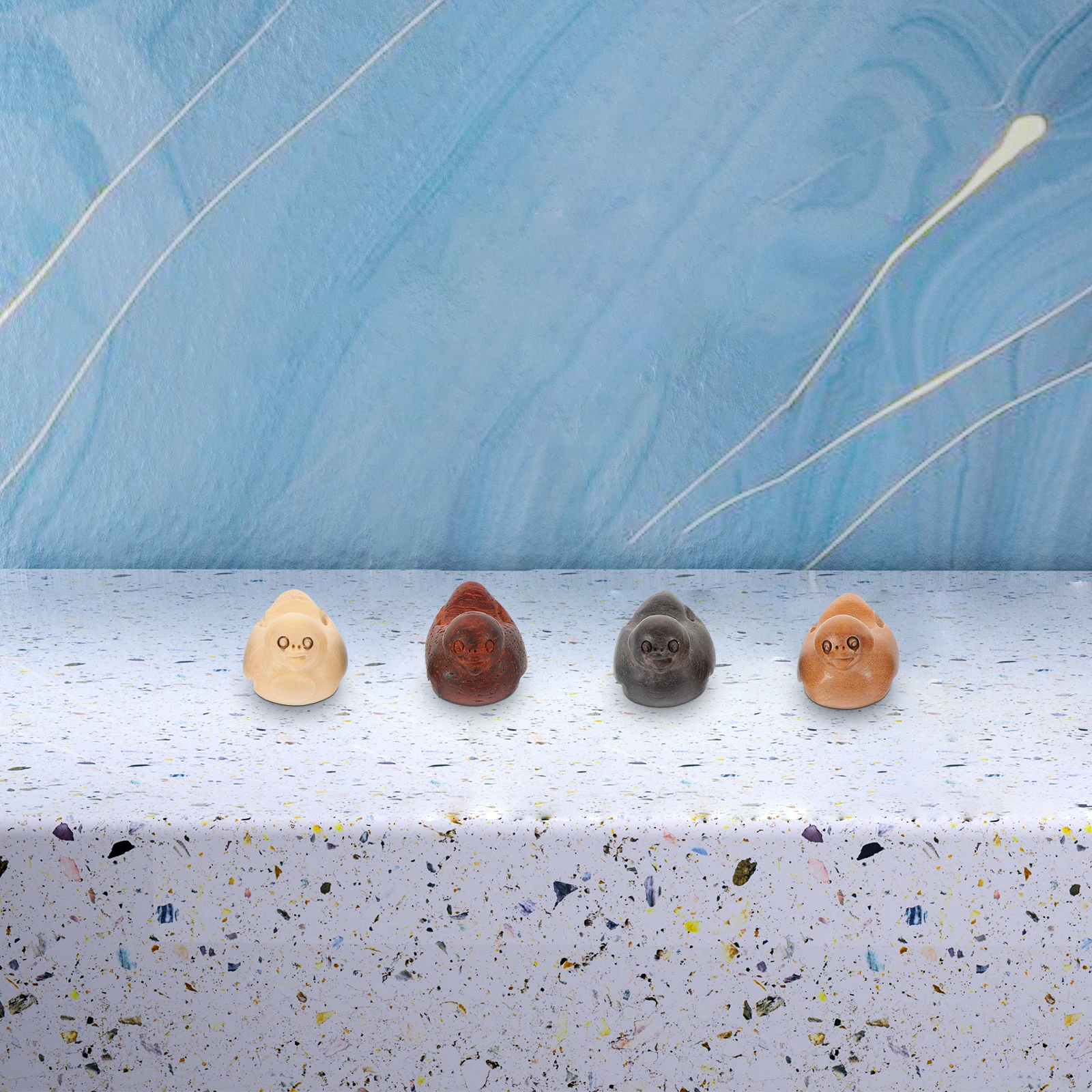 

4 Pcs Charm Wooden Statue Ornaments for Crafts Key Hanging Mini Animal Figurines
