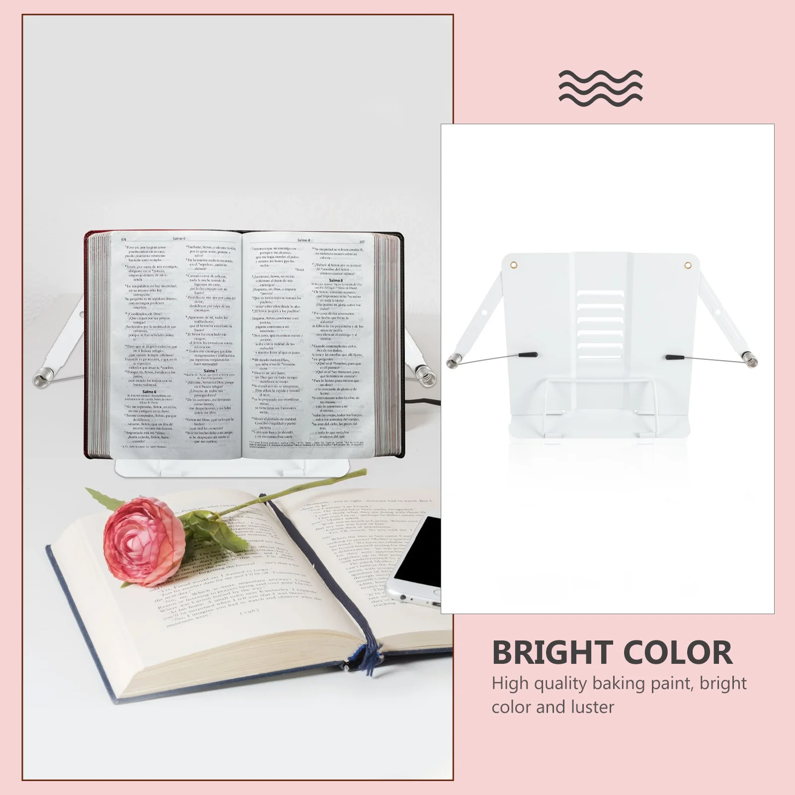 

Iron Book Stand Lightweight Portable Reading Rack Simple White Holder Safe MultiPurpose Efficiently Prevents Myopia