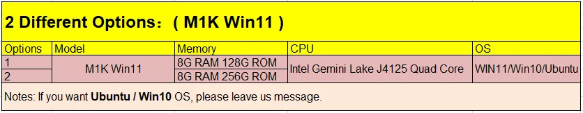 Chenxin M1K Intel J4125 Quad Core PDA 8GB DDR4 128G/256GB SSD Windows 11 USB3.0 BT4.2 WIFI5 HDMI2.0 4K 60Hz HD Display PC Stick