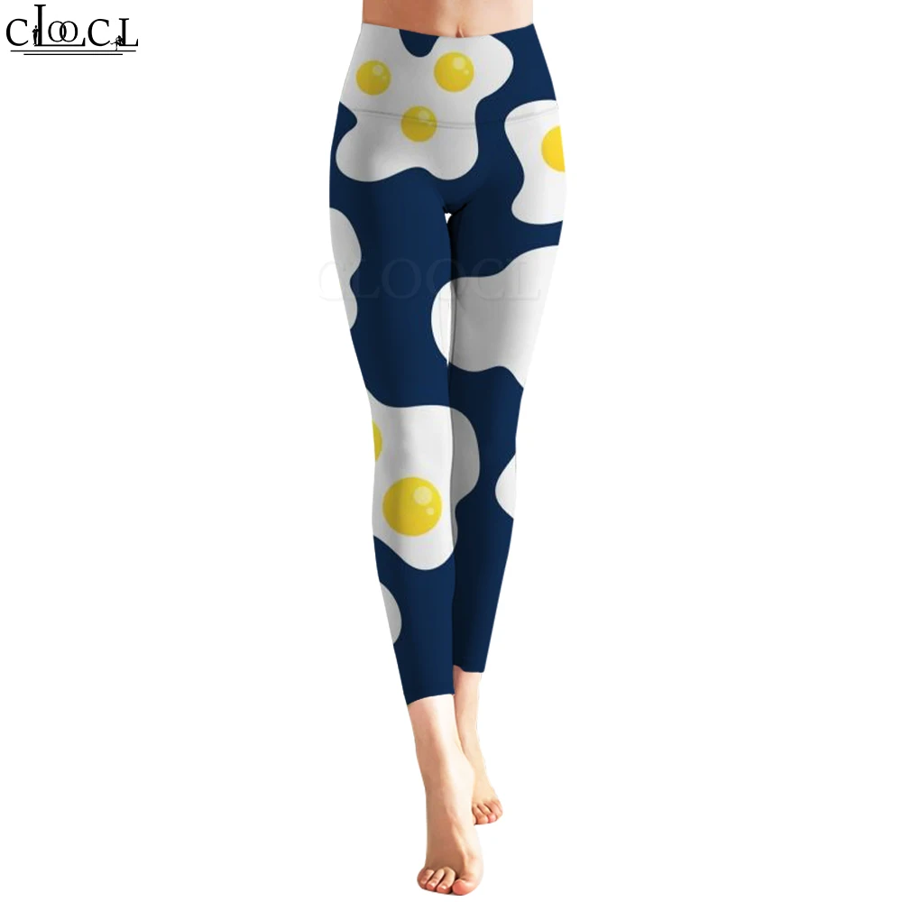 CLOOCL Fashion News Trainingshose Damen Nahtlose Legging Comic Egg Print Legins Hosen Kleidung