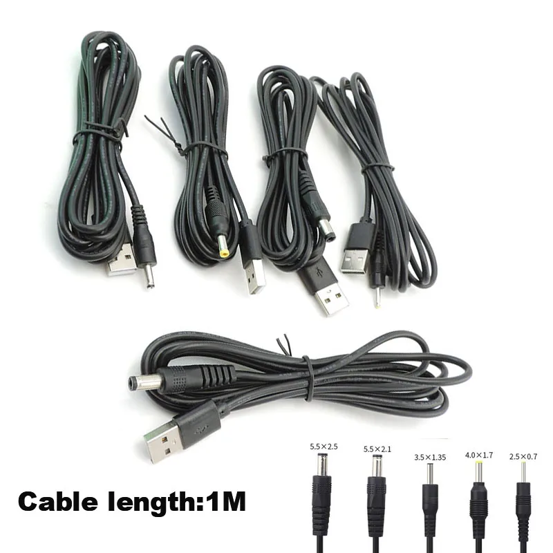 USB A Male to DC 2.0 0.6 2.5 3.5 1.35 4.0 1.7 5.5 2.1 5.5 2.5mm Power supply Plug Jack type A extension cable connector cords