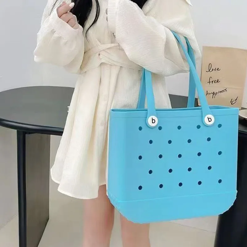 Bolsa de playa Bogg mediana, bolsa de maquillaje impermeable, bolso de compras de goma EVA para mujer, cesta de Picnic cosmética, bolsa de playa Bogg de gelatina