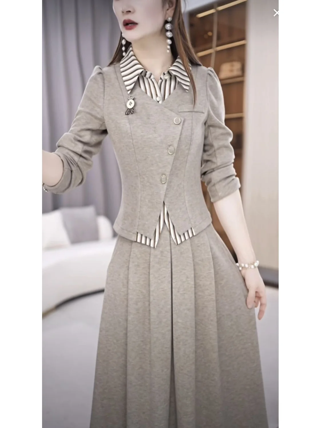 

Ele Slimming Two-Piece Set with f Skirt Spring 2025 Faion Korean Sle Women's Clothing High Quali Fraance Sle