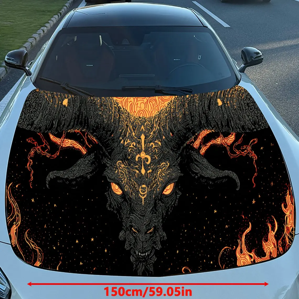 Fierce Dark - Hued Animal Car Hood  Stickers - Self-Adhesive, Waterproof and Durable Vinyl Wrap, Decorate And Protect Your Car,