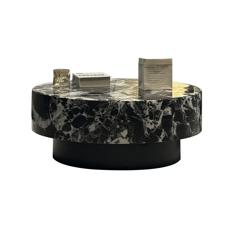 

Italian marble round coffee table combination household living room