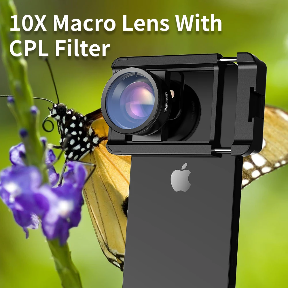 APEXEL Upgrated 4K HD 100mm Macro Lens With CPL Filter Universal Clamp Micro Lenses For iPhone Samsung All Smartphones