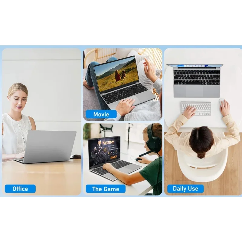 2025 Computer portatile Windows 11 Notebook da 14,1 pollici Intel Pentium N3700 12 GB 512 GB Risoluzione 1920 * 1080 Computer PC da studio per ufficio